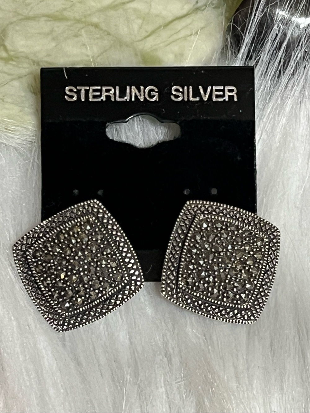 Sterling Marcasite Pierced Earrings